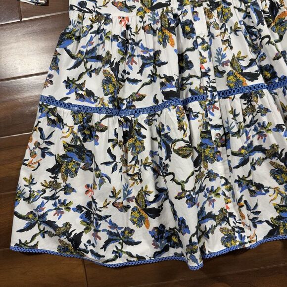 Diane Von Furstenberg Size XS White Floral Barry Gathered Poplin Midi Dress - Picture 4 of 13